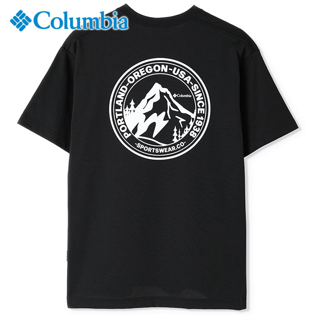 ӥ Columbia Хϥեå硼ȥ꡼T [PM0616-011 SS25]  ȥåץ Ⱦµ ХåץT ۼ®ǽ UVå Black/Back-Print ֥å ڥ᡼ 谷Ź