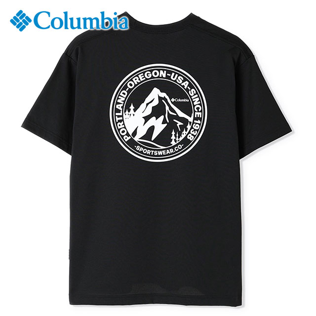 ӥ Columbia Хϥեå硼ȥ꡼T [PM0616-011 SS25]  ȥåץ Ⱦµ ХåץT ۼ®ǽ UVå Black/Back-Print ֥å ڥ᡼ 谷Ź