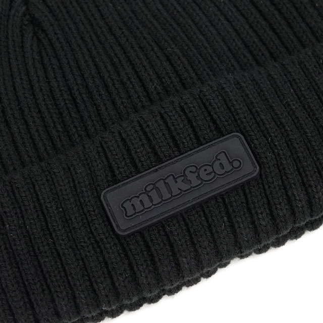 ߥ륯ե MILKFED. Сѥå˥åȥå [103253051003 FW25] RUBBER PATCH KNIT CAP ǥ ˹ ˥å˹ ӡˡ ե꡼ BLACK ڥ᡼ 谷Ź