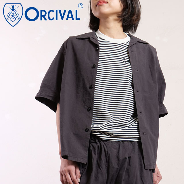 【30%OFF/SALE】オーシバル ORCIVAL オープンカラー ショートスリーブシャツ [OR-B0363-GDP SS25] OPEN COLLAR SHORT SLEEVE SHIRT 日本製 メンズ・レディース トップス 半袖 オーバーサイズ CHARCOAL 正規取扱店【ts】【ts】