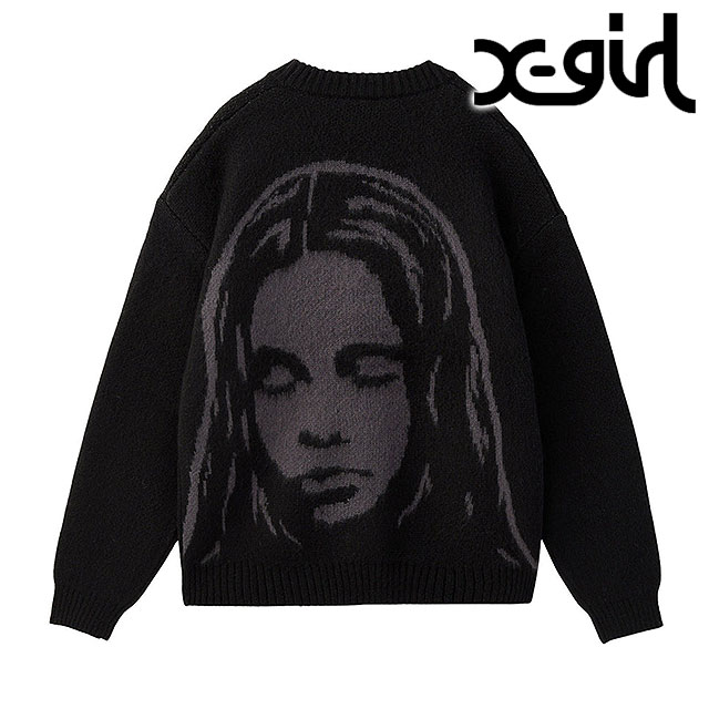 エックスガール X-girl フェイス ジャガードニットカーディガン