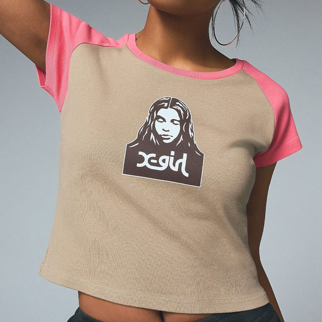 エックスガール X-girl フェイス ラグランショートスリーブ ベビーT