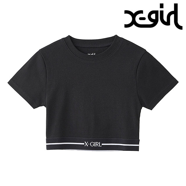 エックスガール X-girl ロゴアンドストライプ クロップド ショートスリーブトップ 105252013025 SU25 LOGO AND STRIPE CROPPED S S TOP BLACK 正規取扱店 2_000000042331.jpg?1744349275