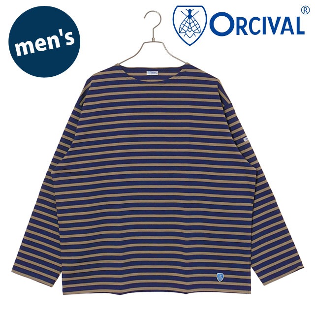 オーシバル ORCIVAL クルーネック ロングスリーブプルオーバー [#B473 FW25] CREW NECK L/S P.O. メンズ トップス カットソー 長袖Tシャツ ボーダー SUBMARINE/WAPITI 正規取扱店
