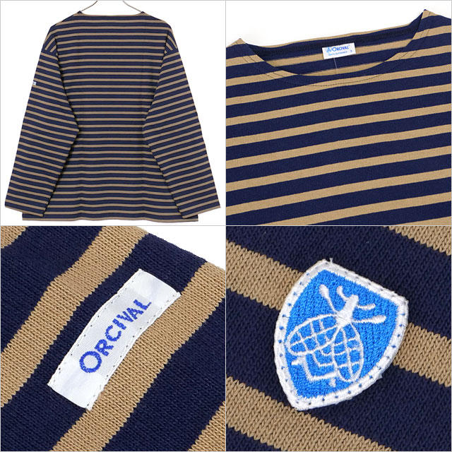 オーシバル ORCIVAL クルーネック ロングスリーブプルオーバー [#B473 FW25] CREW NECK L/S P.O. メンズ トップス カットソー 長袖Tシャツ ボーダー SUBMARINE/WAPITI 正規取扱店