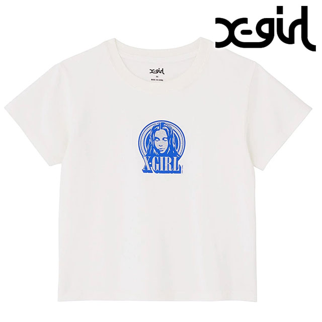 ̵ۥå X-girl ǥ å Хå饦 ե 硼ȥ꡼ ٥ӡT [105233011010 FW23] GLITTER CIRCLE BACKGROUND FACE LOGO S/S BABY TEE XGIRL ȥåץ Ⱦµ WHITEڥ᡼