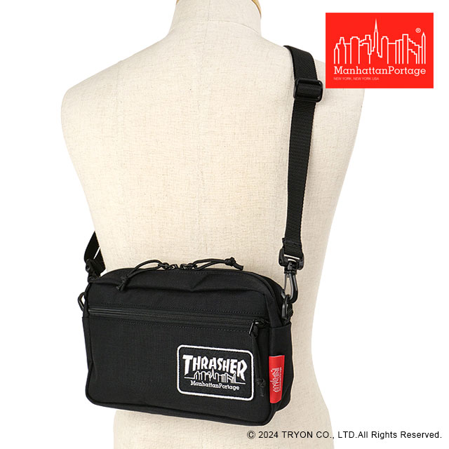 ޥϥåݡơ Manhattan Portage 祬Хå å㡼 [MP1404LEPTHRASHER FW24] Jogger Bag Embroidered Patch THRASHER 󥺡ǥ  Хå  Black