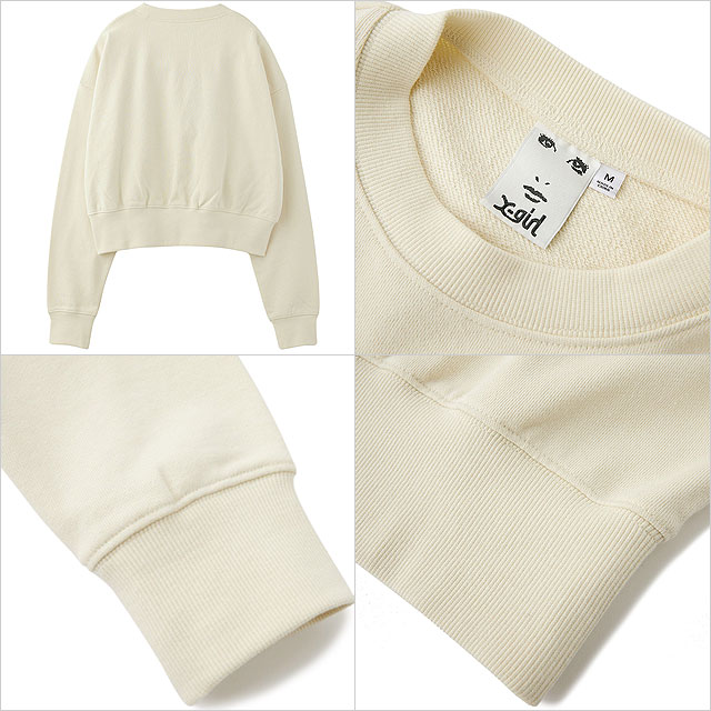 【SALE】エックスガール X-girl フェイクファーロゴ コンパクトスウェットトップ [105244012029 FW24WINTER] FAUX FUR LOGO COMPACT SWEAT TOP レディース トップス トレーナー スウェットシャツ WHITE 正規取扱店【ts】