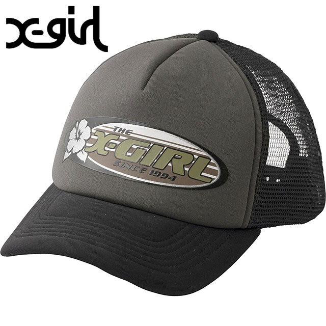 å X-girl ϥӥХ ȥåå [105252051006 SU25] HIBISCUS OVAL LOGO TRUCKER CAP ǥ ˹ å奭å xgirl BLACK ֥å  谷Ź