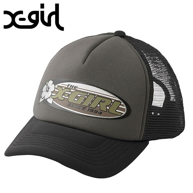 å X-girl ϥӥХ ȥåå [105252051006 SU25] HIBISCUS OVAL LOGO TRUCKER CAP ǥ ˹ å奭å xgirl BLACK ֥å  谷Ź