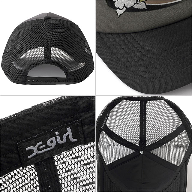 å X-girl ϥӥХ ȥåå [105252051006 SU25] HIBISCUS OVAL LOGO TRUCKER CAP ǥ ˹ å奭å xgirl BLACK ֥å  谷Ź