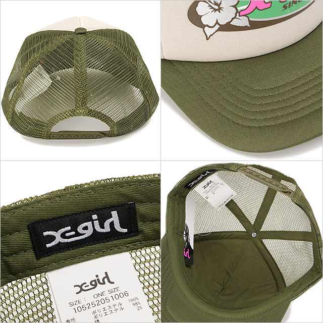 å X-girl ϥӥХ ȥåå [105252051006 SU25] HIBISCUS OVAL LOGO TRUCKER CAP ǥ ˹ å奭å xgirl OLIVE ꡼ 谷Ź