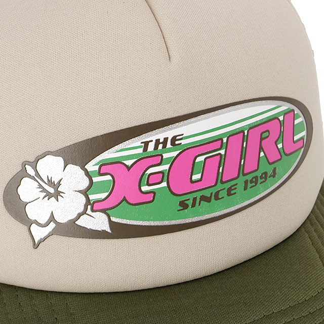 å X-girl ϥӥХ ȥåå [105252051006 SU25] HIBISCUS OVAL LOGO TRUCKER CAP ǥ ˹ å奭å xgirl OLIVE ꡼ 谷Ź