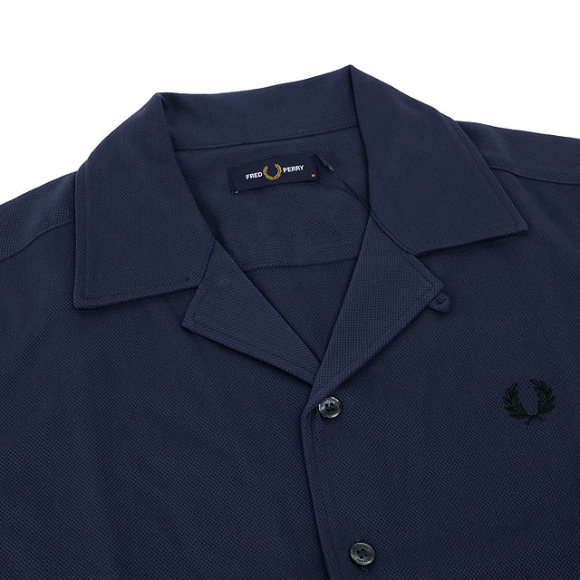 FRED PERRY ネイビー シャツジャケット フレッドペリー FRED PERRY メンズ コンプレスメッシュ リベレカラー