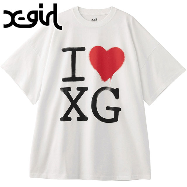 å X-girl ƥ󥷥 XG 硼ȥ꡼ ӥåTeeɥ쥹 [105252041007 SU25] STENCIL I LOVE XG LOGO S/S BIG TEE DRESS ǥ ȥåץ Ⱦµ ӥå륨å xgirl WHITE ۥ磻  谷Ź