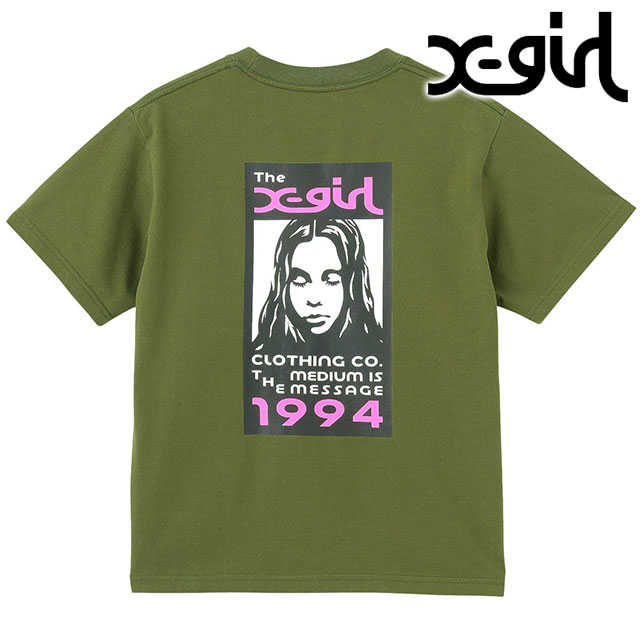 å X-girl ܥå  ե 硼ȥ꡼T [105252011020 SU25] BOX LOGO AND FACE S/S TEE ǥ ȥåץ Ⱦµ xgirl OLIVE ꡼ ڥ᡼ 谷Ź