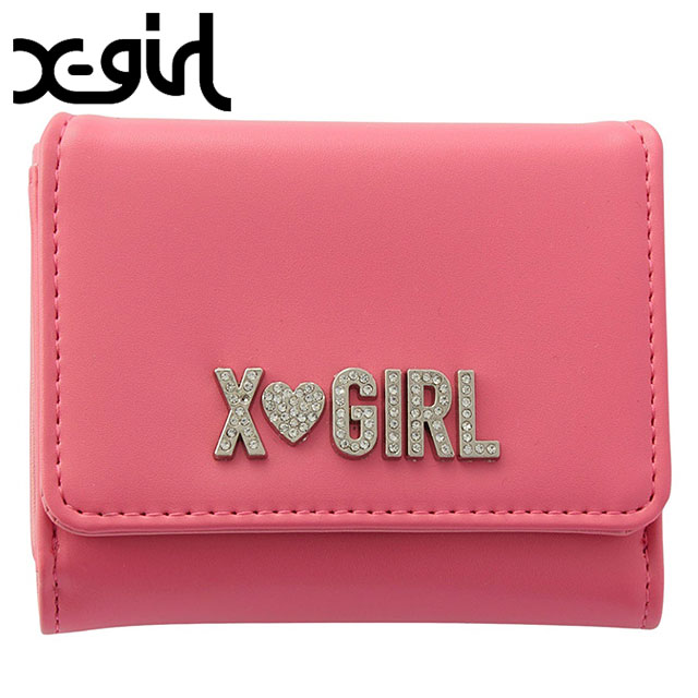 å X-girl 饤󥹥ȡ٥ ߥ˥å [105252054013 SU25] RHINESTONE LABEL MINI WALLET ǥ ߥ˺ xgirl PINK ԥ 谷Ź