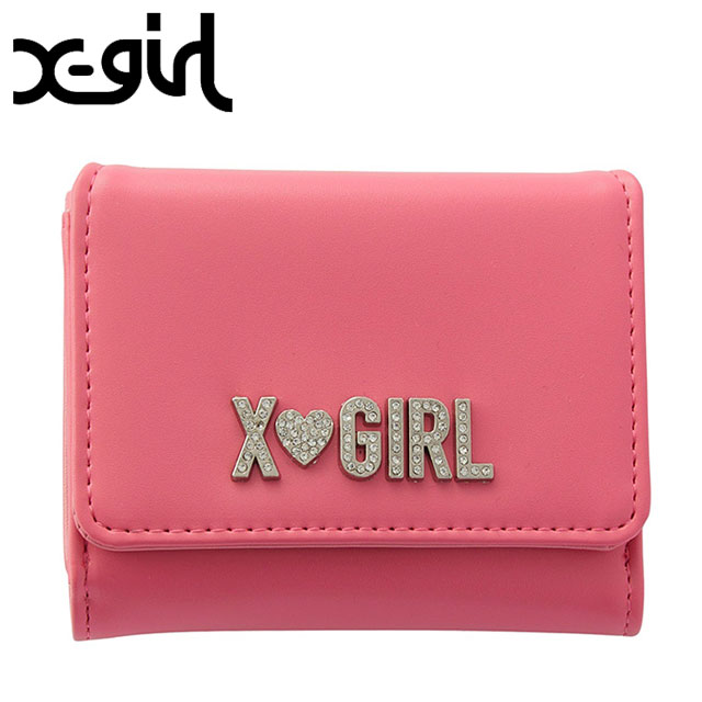 å X-girl 饤󥹥ȡ٥ ߥ˥å [105252054013 SU25] RHINESTONE LABEL MINI WALLET ǥ ߥ˺ xgirl PINK ԥ 谷Ź