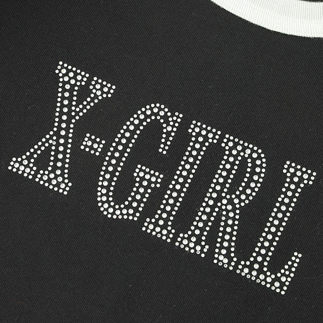 å X-girl 饤󥹥ȡ ޥ󥿥 饰󥷥硼ȥ꡼֥٥ӡT [105252011029 SU25] RHINESTONE ROMAN TYPE LOGO RAGLAN S/S BABY TEE ǥ ȥåץ Ⱦµ xgirl BLACK ֥å  ڥ᡼ 谷Ź