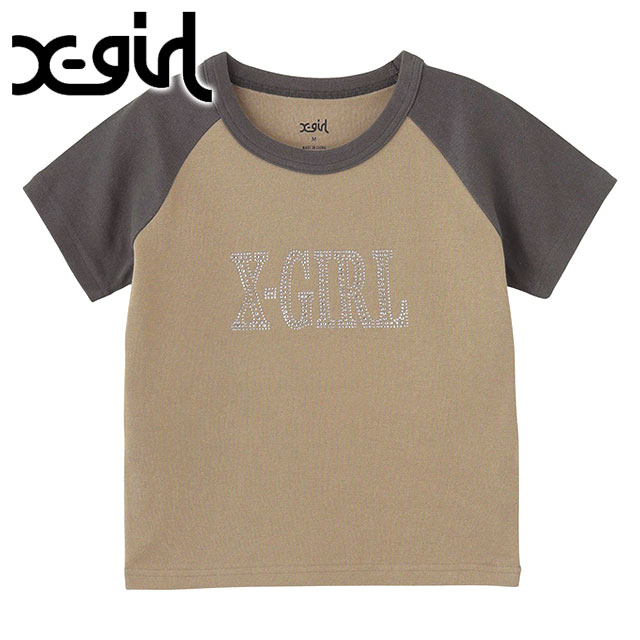 å X-girl 饤󥹥ȡ ޥ󥿥 饰󥷥硼ȥ꡼֥٥ӡT [105252011029 SU25] RHINESTONE ROMAN TYPE LOGO RAGLAN S/S BABY TEE ǥ ȥåץ Ⱦµ xgirl BEIGE ١ ڥ᡼ 谷Ź