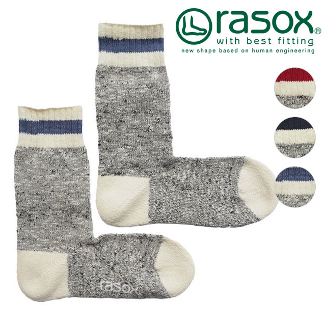 ラソックス rasox 靴下 スラブライン・クルー [CA240CR06 FW24] メンズ・レディース 日本製 杢柄 クルーソックス 【メール便配送】 正規取扱店