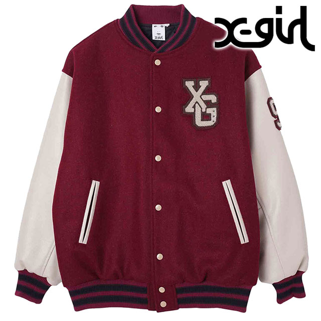 ̵ۡSALEۥå X-girl ǥ åॸѡ [105234021010 HO23] COLLEGE LOGO STADIUM JUMPER xgirl    BURGUNDYts