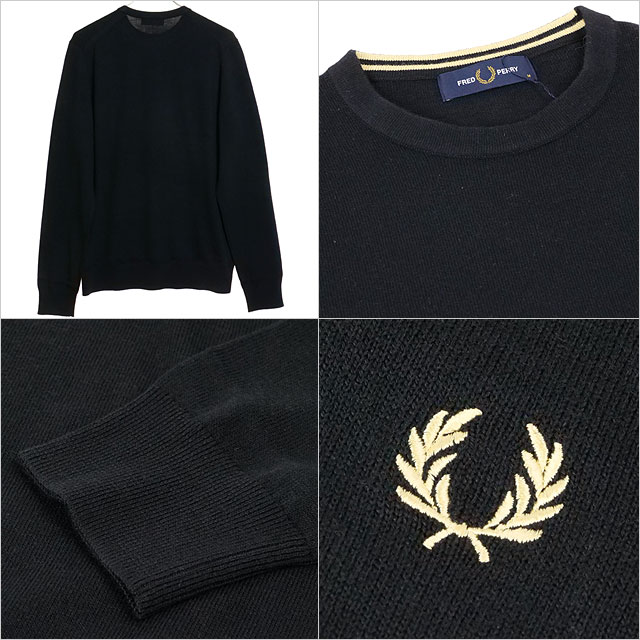 ̵ۥեåɥڥ꡼ FRED PERRY  饷å 롼ͥå ѡ [K9601-198 FW23] CLASSIC CREW NECK JUMPER ȥåץ ˥å  BLACK  ֥å