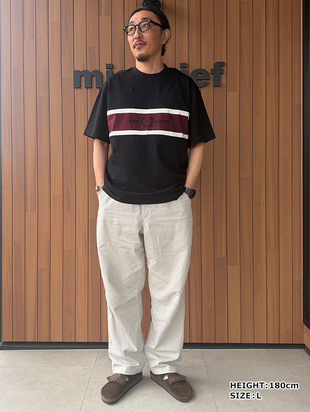 フレッドペリー FRED PERRY メンズ エンブロイダードパネルTシャツ 