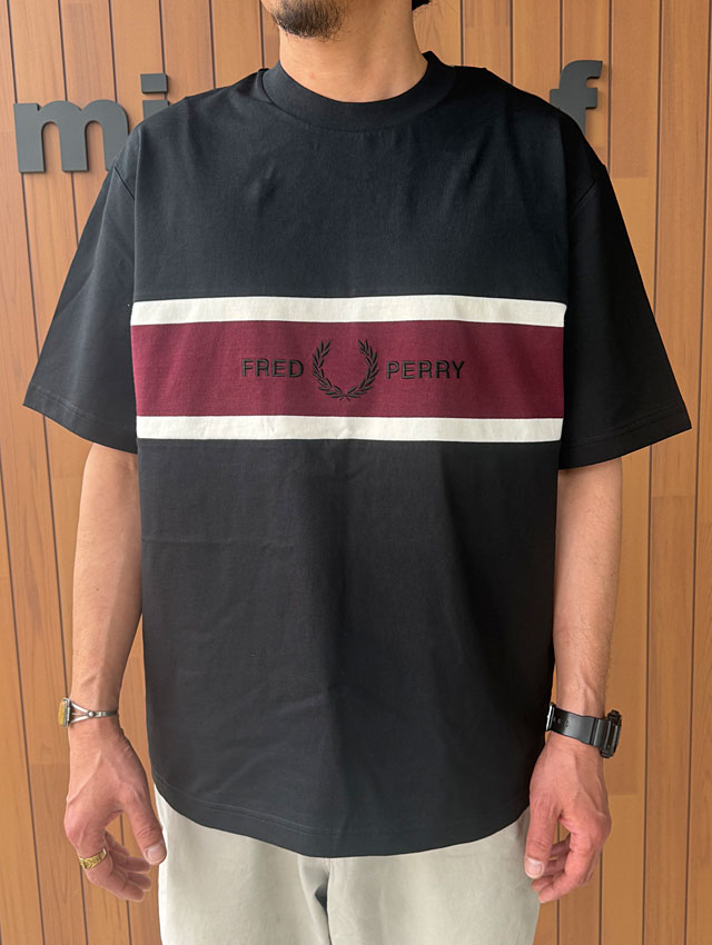 フレッドペリー FRED PERRY メンズ エンブロイダードパネルTシャツ 