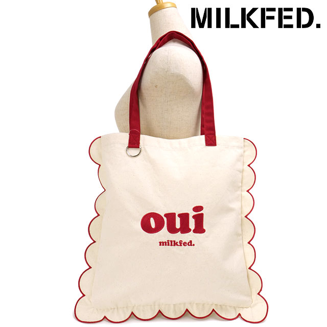 ミルクフェド MILKFED. ラッフル トートバッグ [103254053003 FW25] RUFFLE TOTE BAG レディース肩掛け キャンバストート オフホワイト【メール便配送】