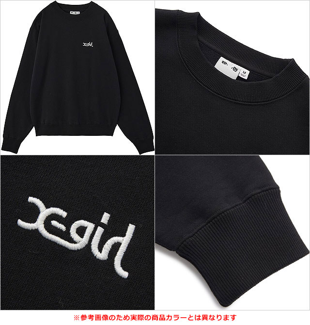 エックスガール X-girl クルーネック スウェットトップ [105254012013 FW25] FACE PATCH AND LOGO CREWNECK SWEAT TOP レディース xgirl トップス プルオーバー トレーナー ネイビー 正規取扱店