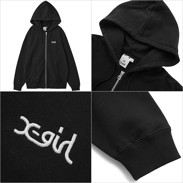 エックスガール X-girl ジップアップスウェットフーディー [105254012014 FW25] FACE PATCH AND LOGO ZIP UP SWEAT HOODIE レディース xgirl トップス スウェットパーカー ブラック 正規取扱店