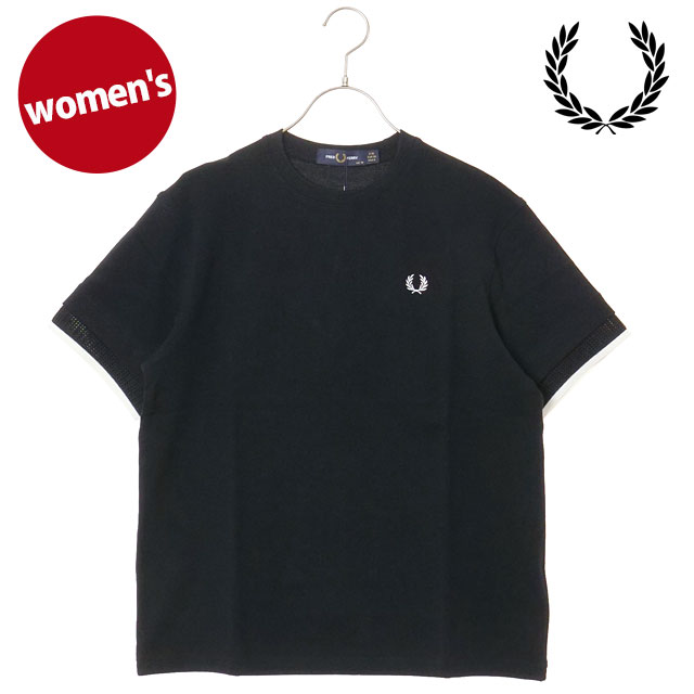 フレッドペリー FRED PERRY レディース メッシュカフピケTシャツ