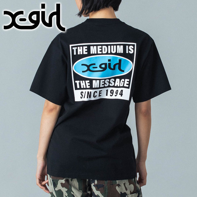 å X-girl ܥå硼ȥ꡼T [105258011001 SS25SPOT] BOX LOGO S/S TEE ǥ xgirl ȥåץ Ⱦµ BLACK ڥ᡼ 谷Ź