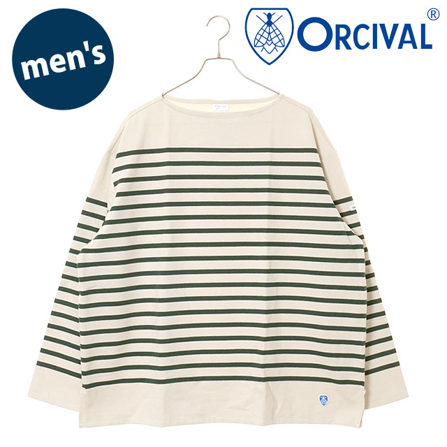 オーシバル ORCIVAL ボートネック ロングスリーブプルオーバー [#6231 FW25] BOAT NECK LONG SLEEVE P.O. メンズ トップス カットソー 長袖Tシャツ ボーダー FLOUR/FRENCH-BEAN 正規取扱店