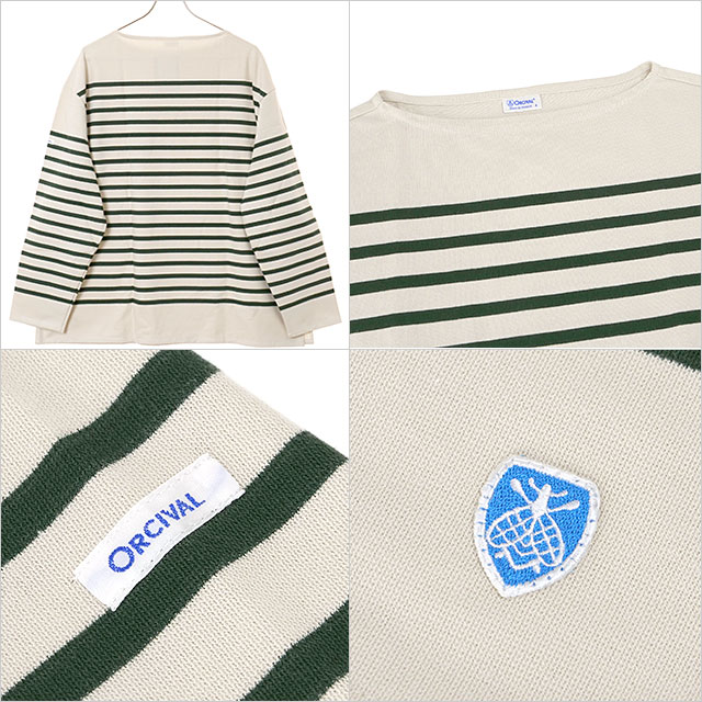 オーシバル ORCIVAL ボートネック ロングスリーブプルオーバー [#6231 FW25] BOAT NECK LONG SLEEVE P.O. メンズ トップス カットソー 長袖Tシャツ ボーダー FLOUR/FRENCH-BEAN 正規取扱店