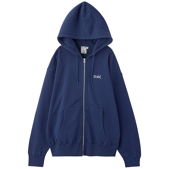 エックスガール X-girl ジップアップスウェットフーディー [105254012014 FW25] FACE PATCH AND LOGO ZIP UP SWEAT HOODIE レディース xgirl トップス スウェットパーカー ネイビー 正規取扱店