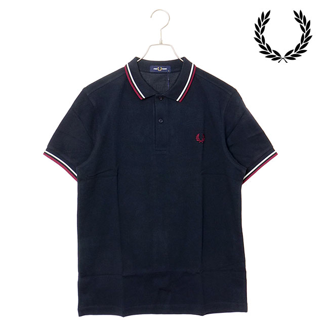 FRED PERRY ポロシャツ ブラック　深赤 フレッドペリー FRED PERRY ポロシャツ ツイン ティップド