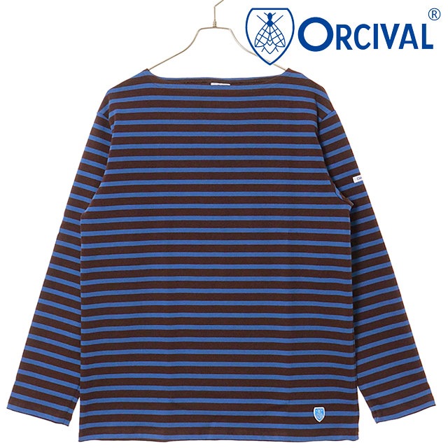 オーシバル ORCIVAL ボートネック ロングスリーブプルオーバー [#B211 FW25] BOAT NECK L/S P.O. メンズ・レディース トップス カットソー 長袖Tシャツ ボーダー PALISANDER/CYAN 正規取扱店