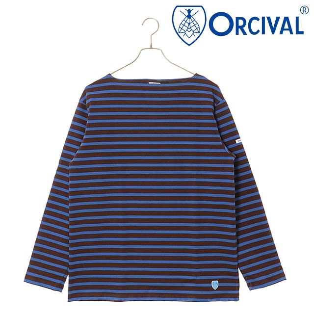 オーシバル ORCIVAL ボートネック ロングスリーブプルオーバー [#B211 FW25] BOAT NECK L/S P.O. メンズ・レディース トップス カットソー 長袖Tシャツ ボーダー PALISANDER/CYAN 正規取扱店