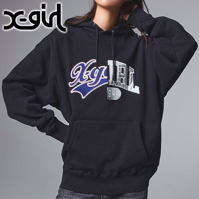 エックスガール X-girl ミックスカレッジロゴ スウェットフーディー 