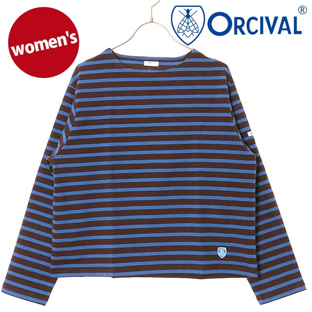オーシバル ORCIVAL クルーネック ロングスリーブプルオーバー [#B259 FW25] CREW NECK L/S P.O. レディース トップス カットソー 長袖Tシャツ ボーダー PALISANDER/CYAN 正規取扱店