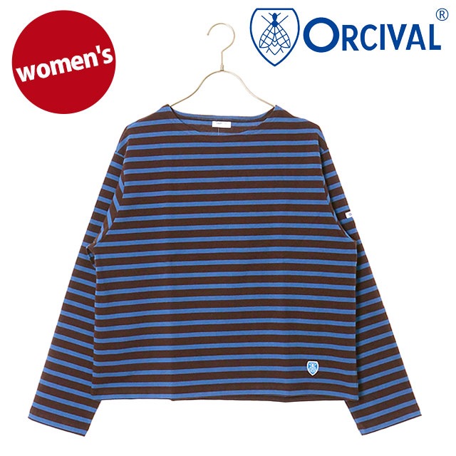 オーシバル ORCIVAL クルーネック ロングスリーブプルオーバー [#B259 FW25] CREW NECK L/S P.O. レディース トップス カットソー 長袖Tシャツ ボーダー PALISANDER/CYAN 正規取扱店