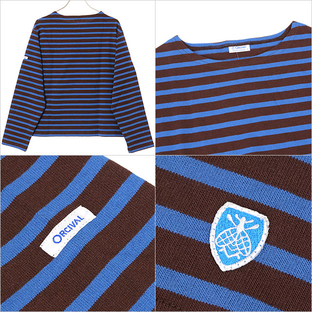 オーシバル ORCIVAL クルーネック ロングスリーブプルオーバー [#B259 FW25] CREW NECK L/S P.O. レディース トップス カットソー 長袖Tシャツ ボーダー PALISANDER/CYAN 正規取扱店
