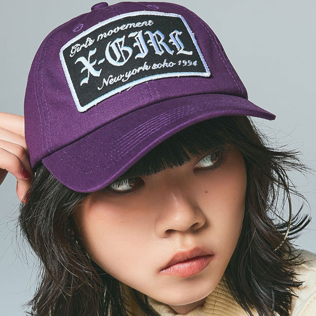 エックスガール X-girl シックスパネルキャップ [105254051006 FW25] LOGO PATCH 6PANEL CAP レディース xgirl 帽子 パープル 正規取扱店