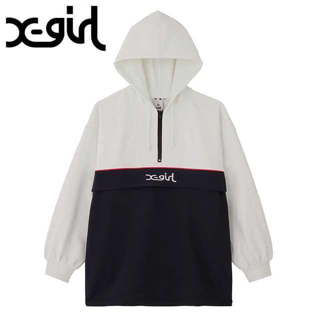 ̵ۡ40OFFSALEۥå X-girl ǥ Х顼Υå åȥɥ쥹 [105233041006 FW23] BICOLOR ANORAK SWEAT DRESS XGIRL ȥåץ ѡ աǥ WHITEts