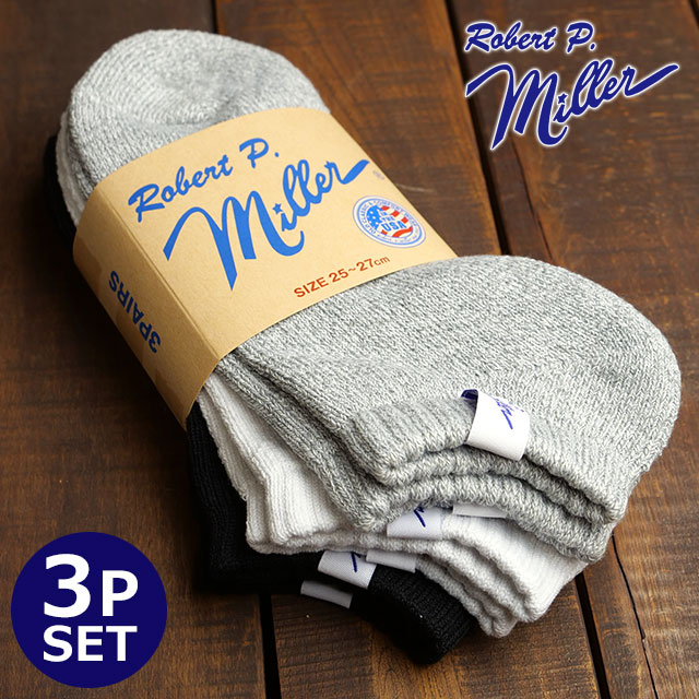 Сȥԡߥ顼 Robert P. Miller ˡå 3­å [310C/337C SS24] 3P Socks -sneaker- 󥺡ǥ  ֤å ASWhite/Gray/Black 谷Ź