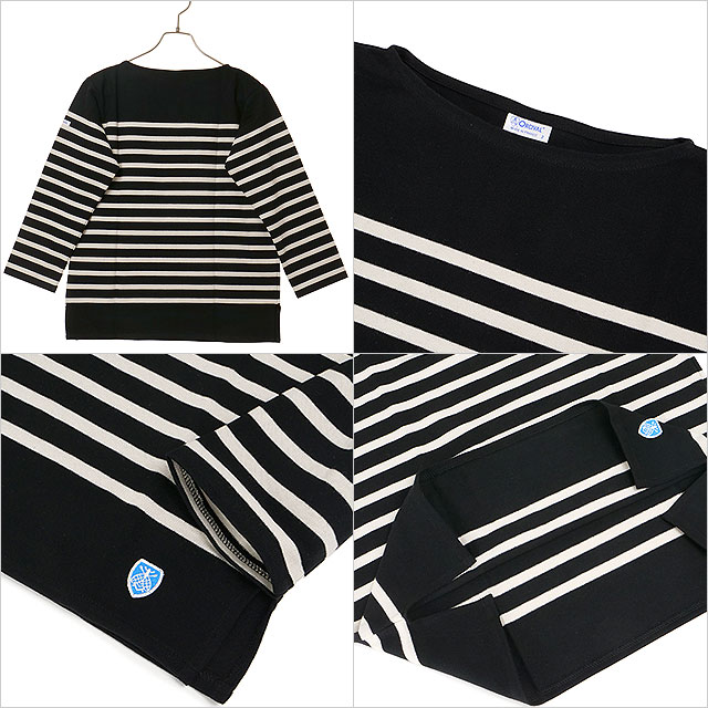 オーシバル ORCIVAL ボートネック ロングスリーブプルオーバー [#6803 FW25] BOAT NECK L/S P.O. フランス製 レディース トップス カットソー 長袖Tシャツ ボーダー BLACK/FLOUR 正規取扱店