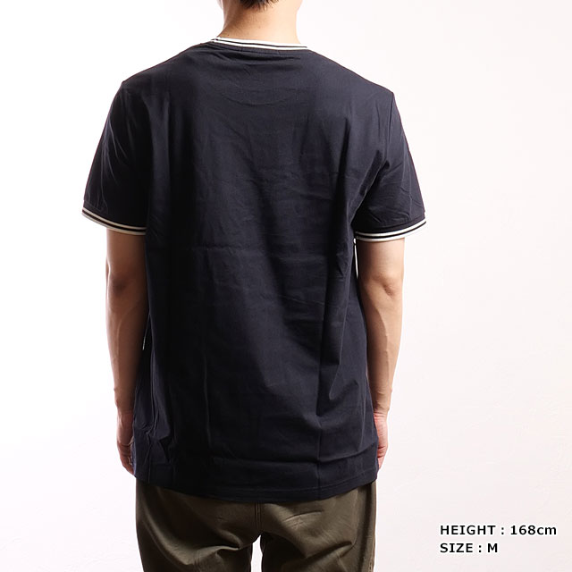 フレッドペリー FRED PERRY メンズ ツイン ティップド Tシャツ [M1588-795 SS24] TWIN TIPPED T-SHIRT トップス 半袖 クルーネック NAVY 【メール便可】 フレッドペリー FRED PERRY メンズ ツイン ティップド Tシャツ [M1588