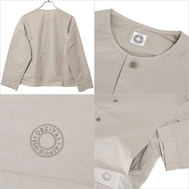 オーシバル ORCIVAL カラーレス シャツ [OR-B0421-OOM FW25] COLLARLESS SHIRT 日本製 メンズ・レディース ライトアウター ブルゾン ノーカラー 製品染め LT.GREY 正規取扱店